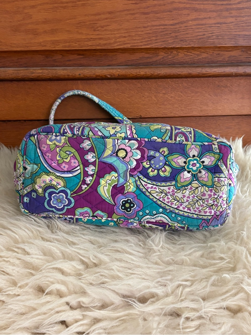 Vera Bradley ‘Heather Paisely’ Purple Teal Quilted Tote - Picture 5 of 6